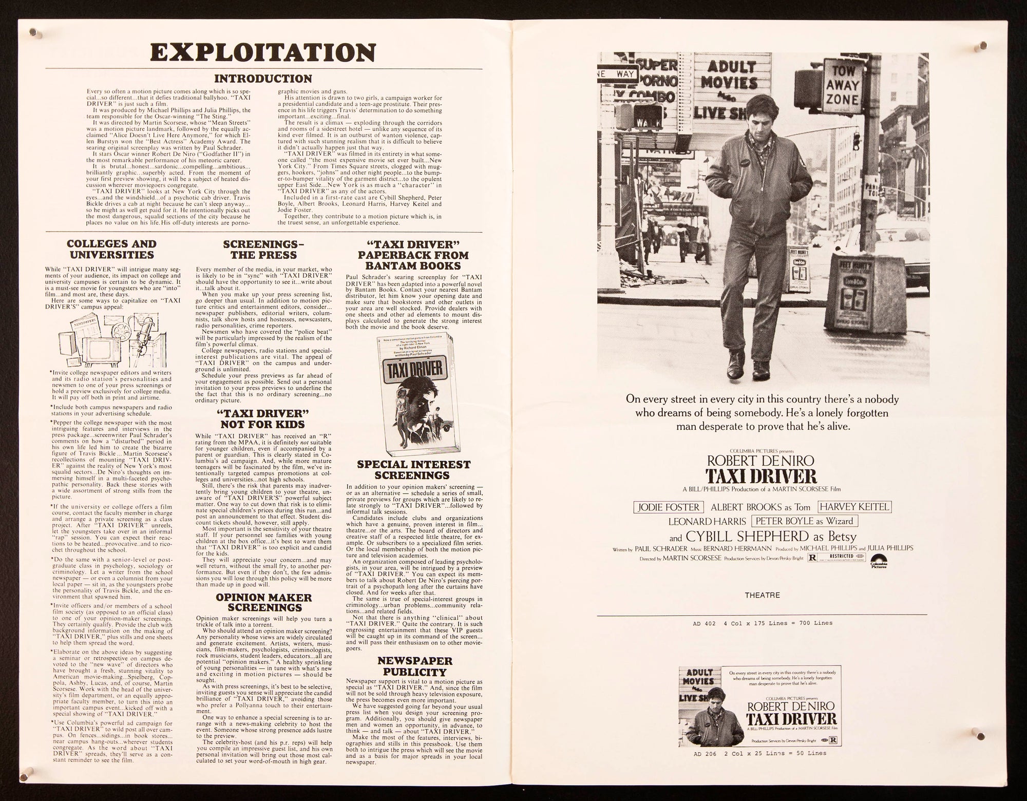 Taxi Driver Pressbook Original Vintage Movie Poster