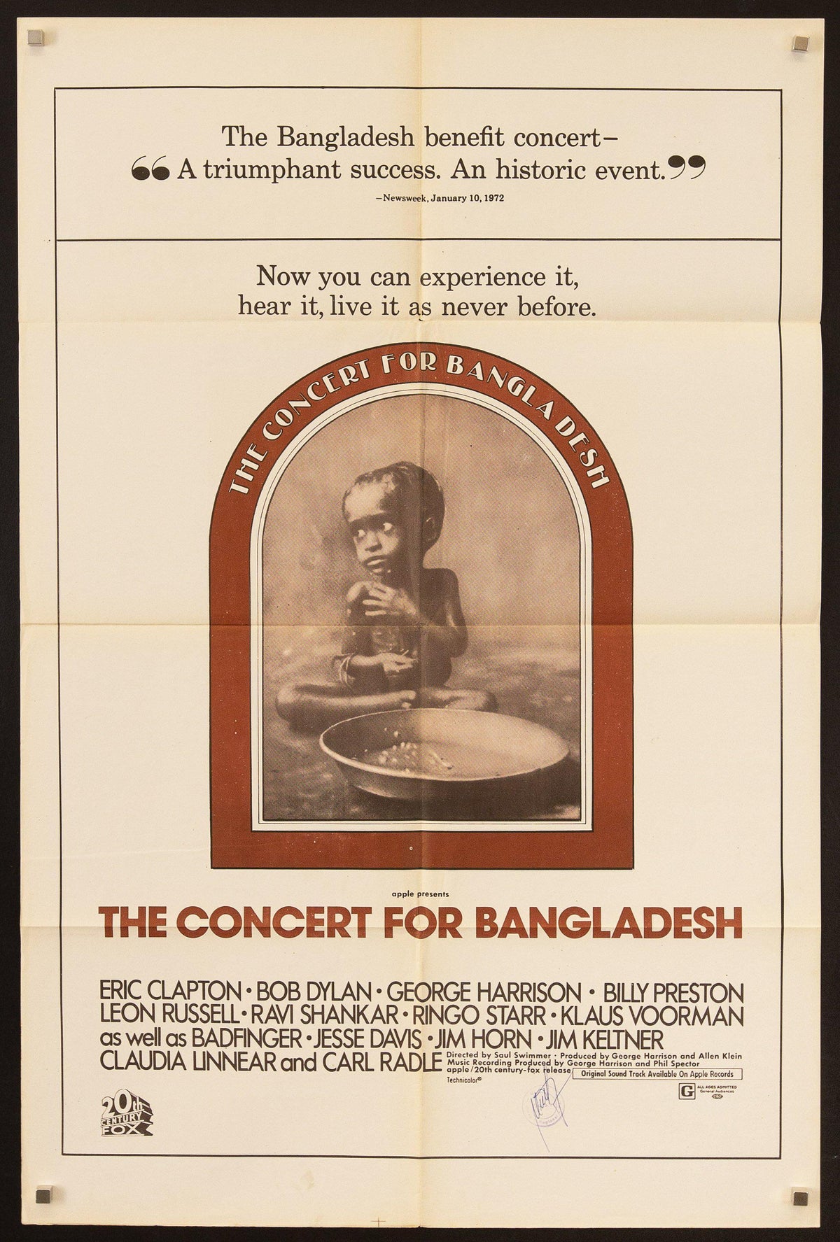 The Concert for Bangladesh Original Vintage Movie Poster