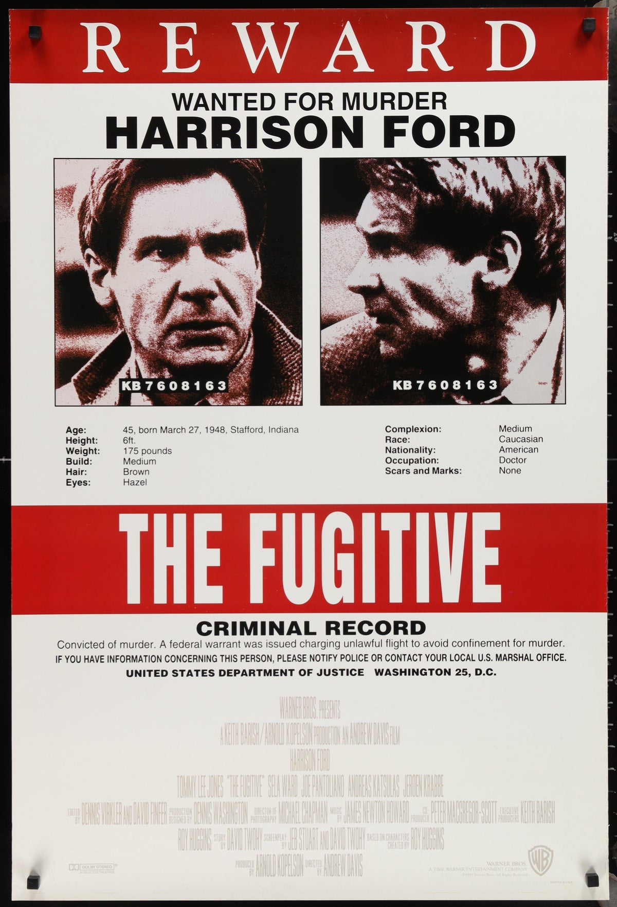 The Fugitive Original Vintage Movie Poster