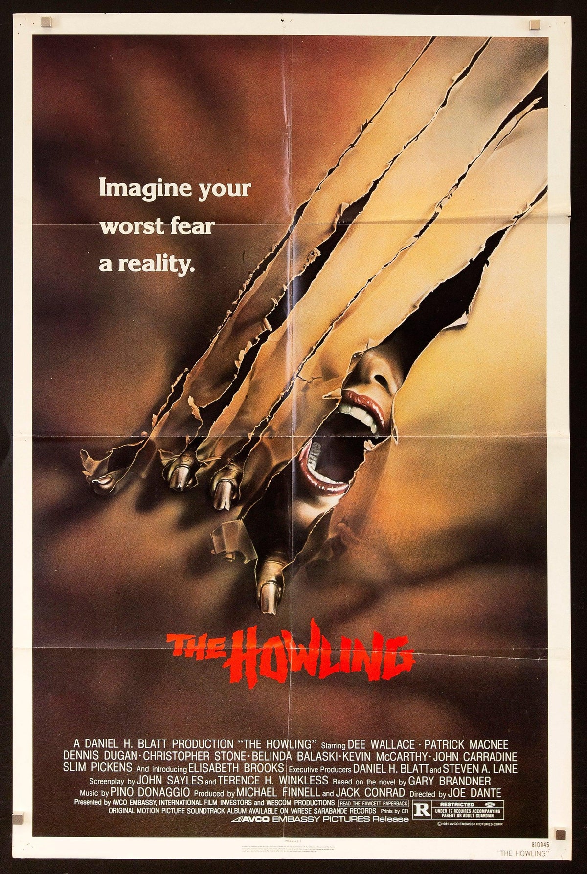 The Howling 1 Sheet (27x41) Original Vintage Movie Poster