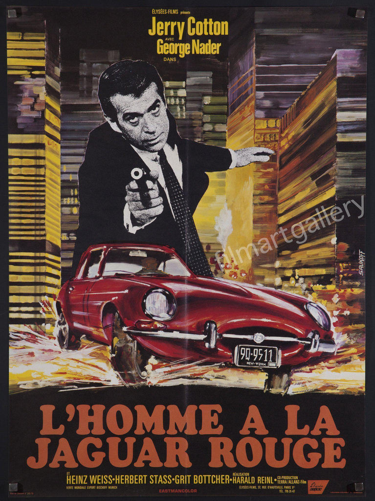The Man in the Red Jaguar Original Vintage Movie Poster