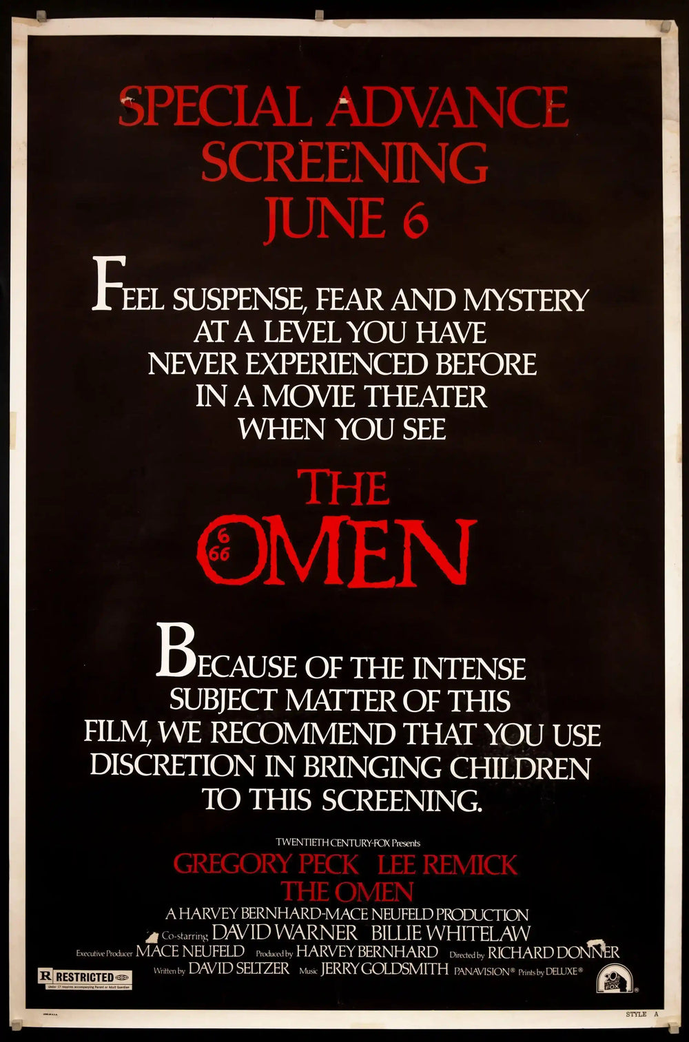 The Omen Original Vintage Movie Poster