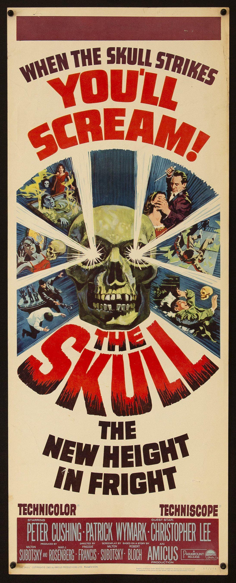 The Skull Insert (14x36) Original Vintage Movie Poster