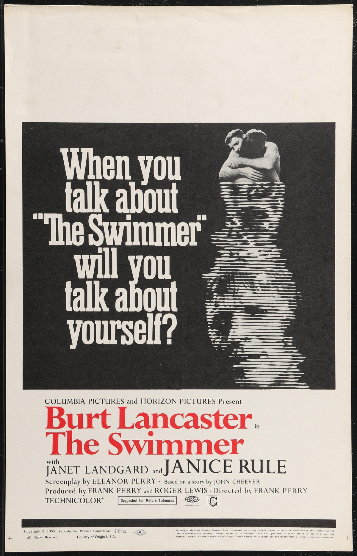 The Swimmer Window Card (14x22) Original Vintage Movie Poster