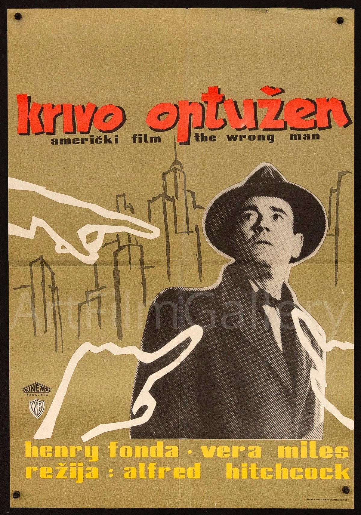 The Wrong Man Yugoslavian (19x27) Original Vintage Movie Poster