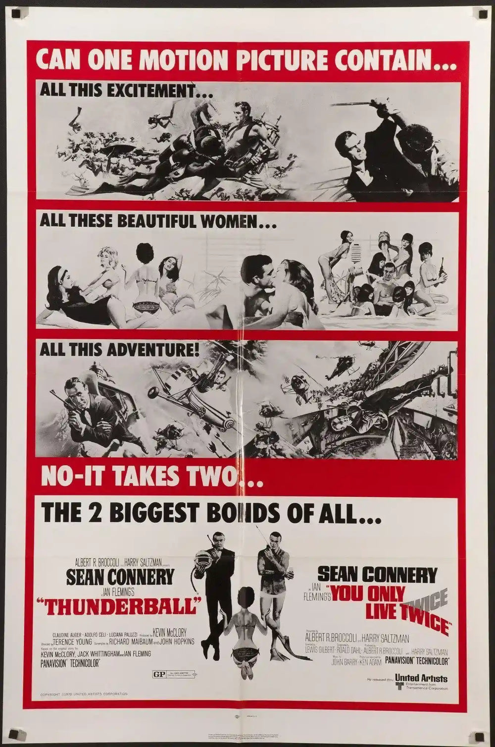 Thunderball &amp; You Only Live Twice Original Vintage Movie Poster