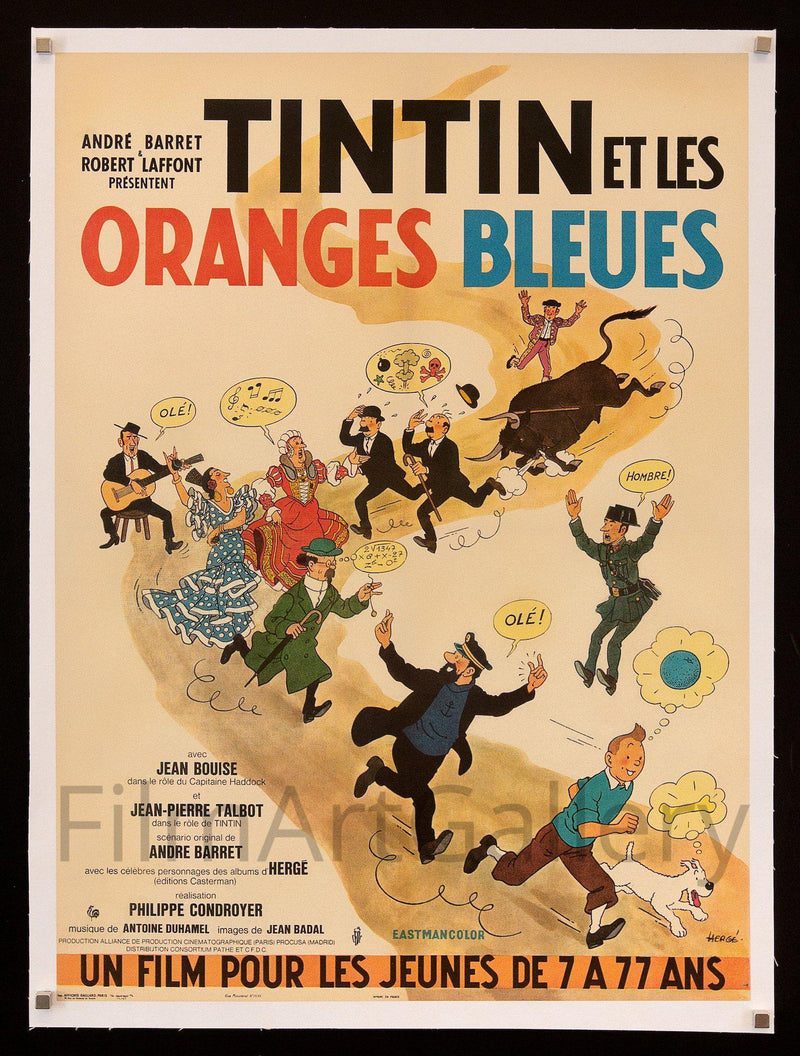 Tintin and the Blue Oranges (Tintin et les Oranges Bleues ) French small (23x32) Original Vintage Movie Poster