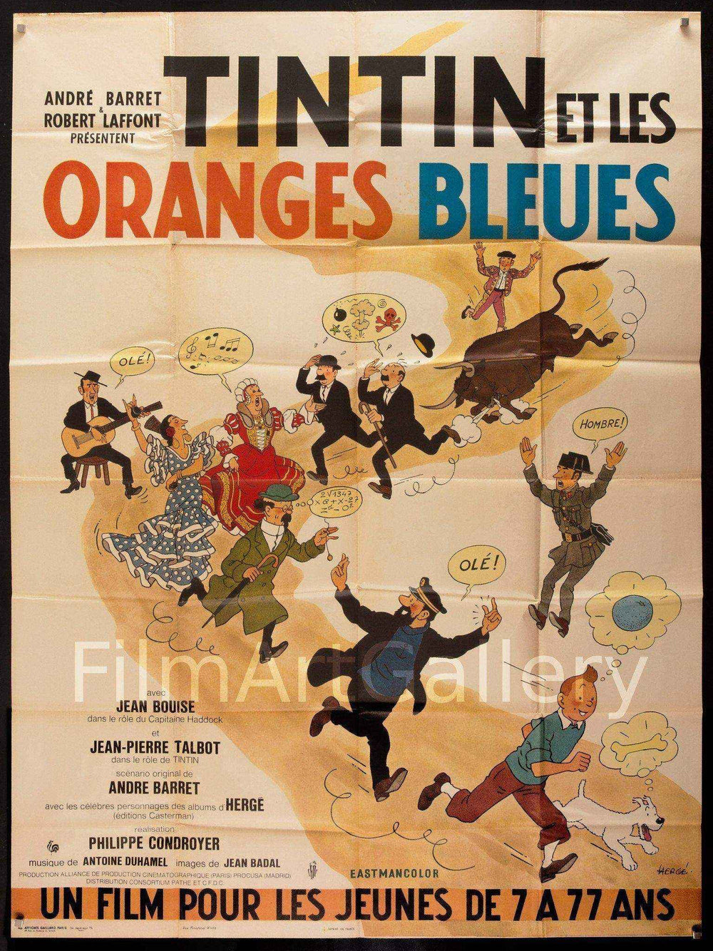 Tintin and the Blue Oranges (Tintin et les Oranges Bleues ) Original Vintage Movie Poster