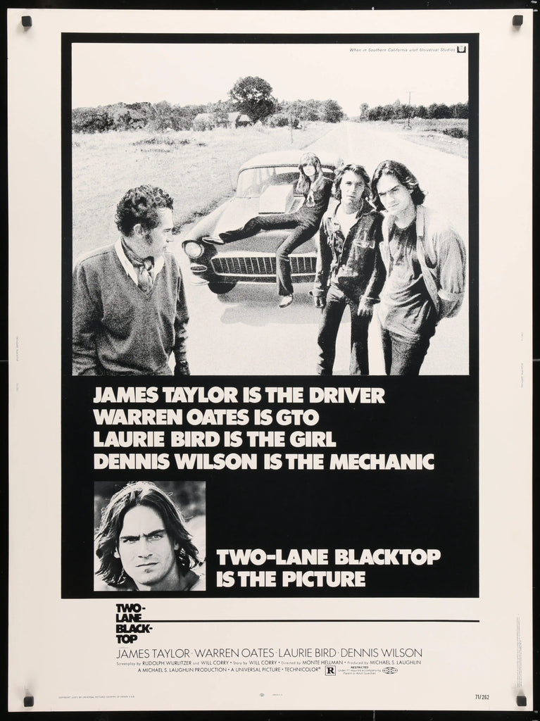 Two Lane Blacktop Movie Poster 1971 30x40