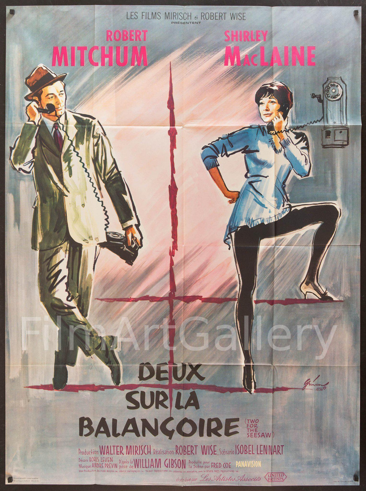 Two/2 For the Seesaw (Deux Sur La Balancoire) French 1 Panel (47x63) Original Vintage Movie Poster