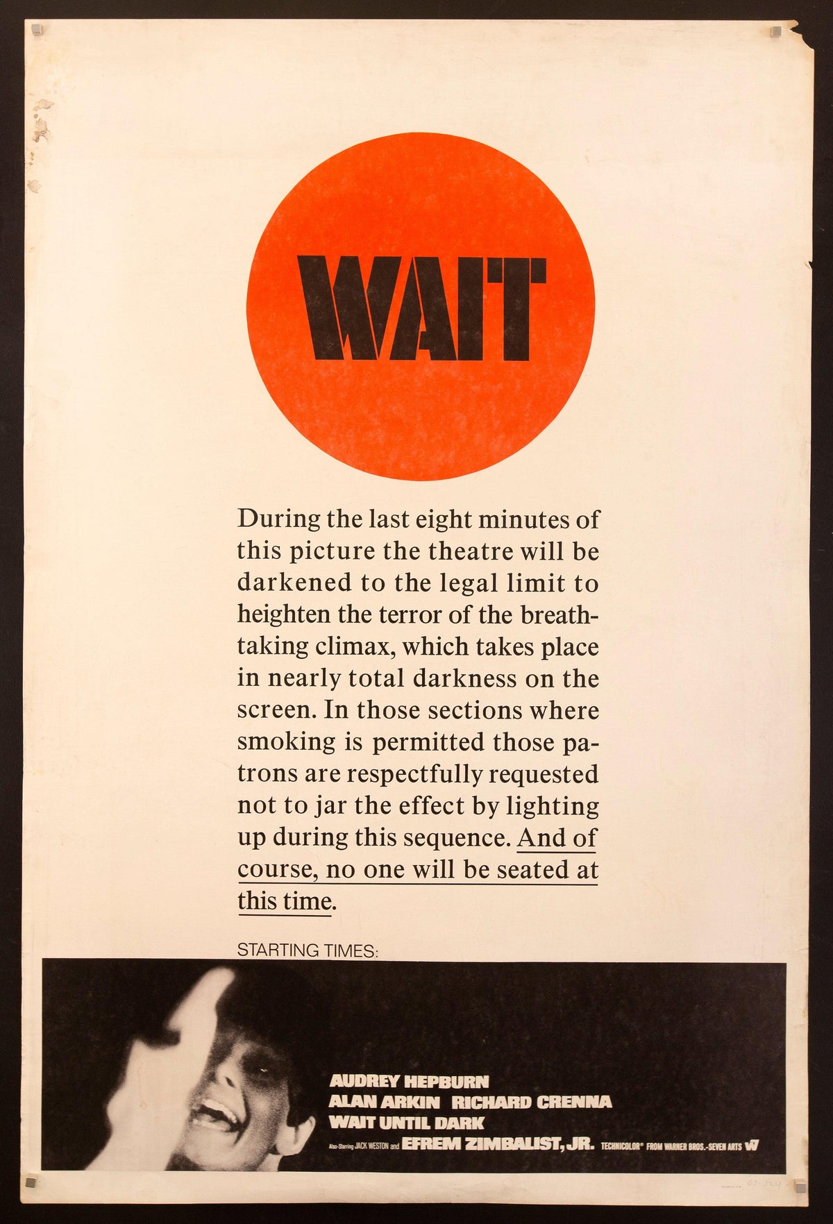 Wait Until Dark Original Vintage Movie Poster