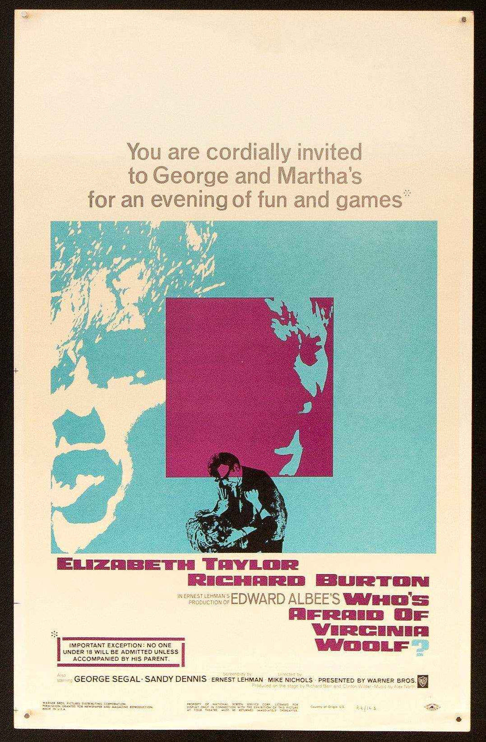 Who's Afraid of Virginia Woolf Original Vintage Movie Poster