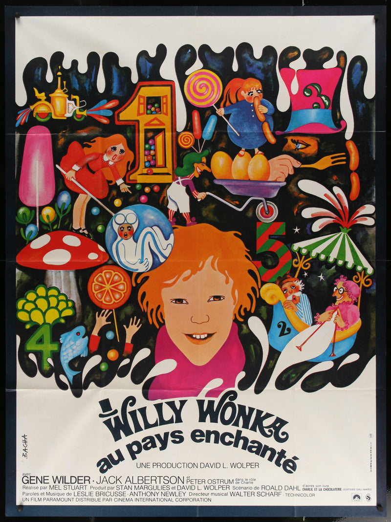 Willy Wonka and the Chocolate Factory French 1 panel (47x63) Original Vintage Movie Poster