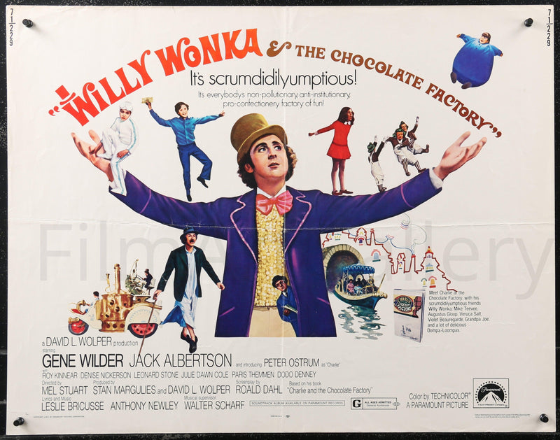 Willy Wonka and the Chocolate Factory Half Sheet (22x28) Original Vintage Movie Poster
