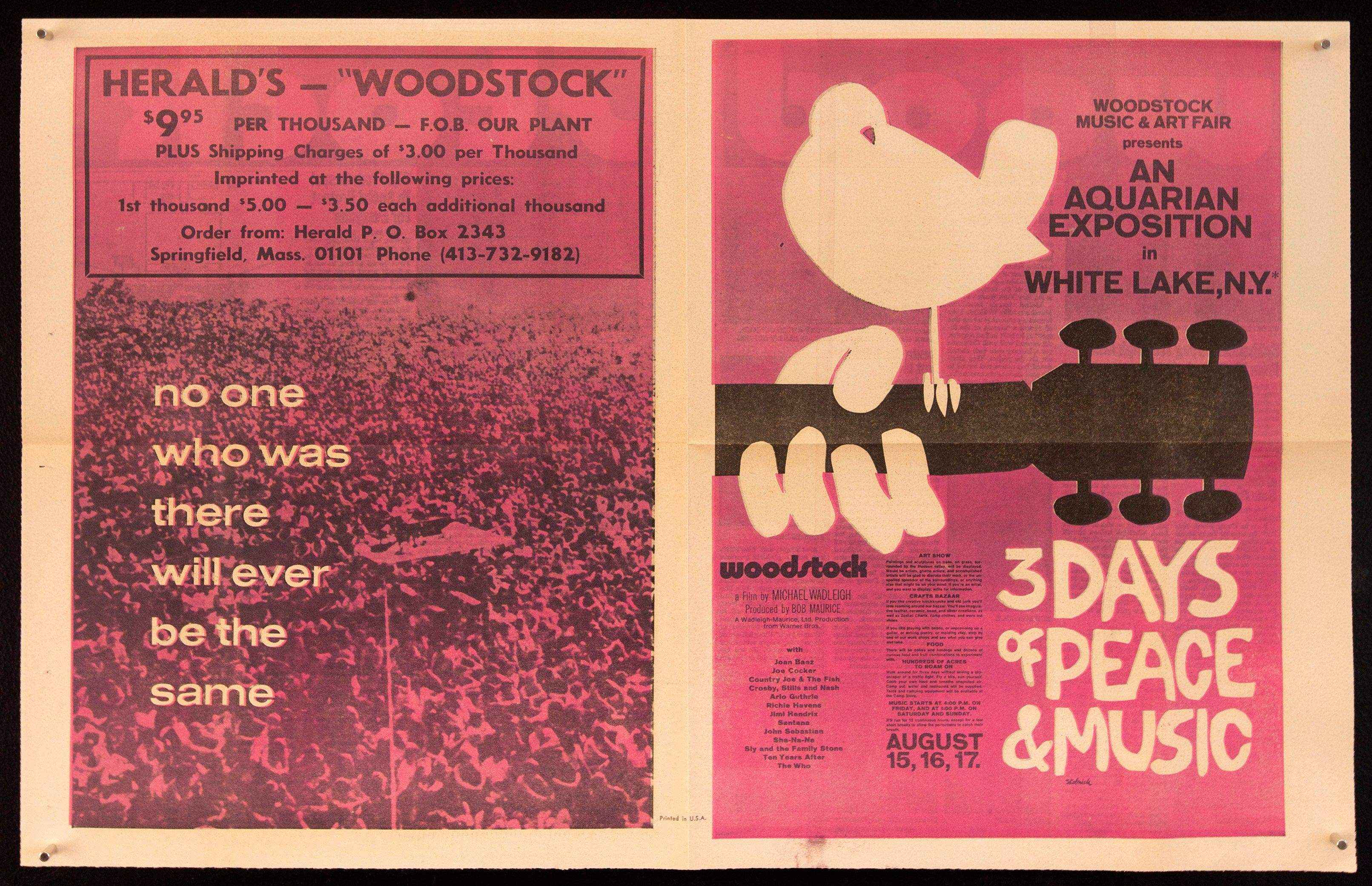 Woodstock Movie Poster 1970 12x15