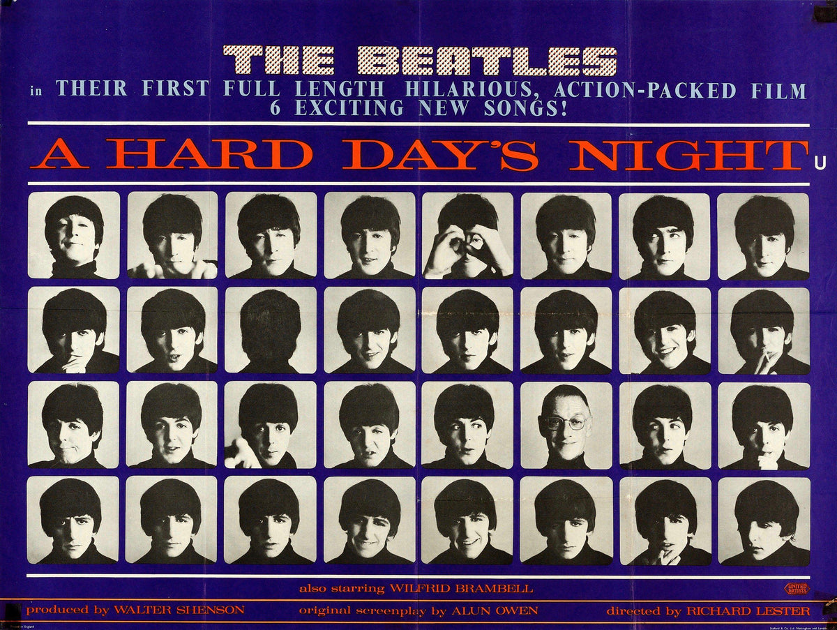 A Hard Day&#39;s Night British Quad (30x40) Original Vintage Movie Poster