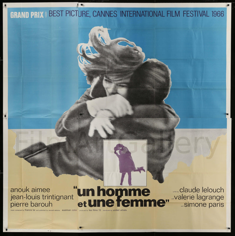 A Man and a Woman (Un Homme et Une Femme) 6 Sheet (81x81) Original Vintage Movie Poster