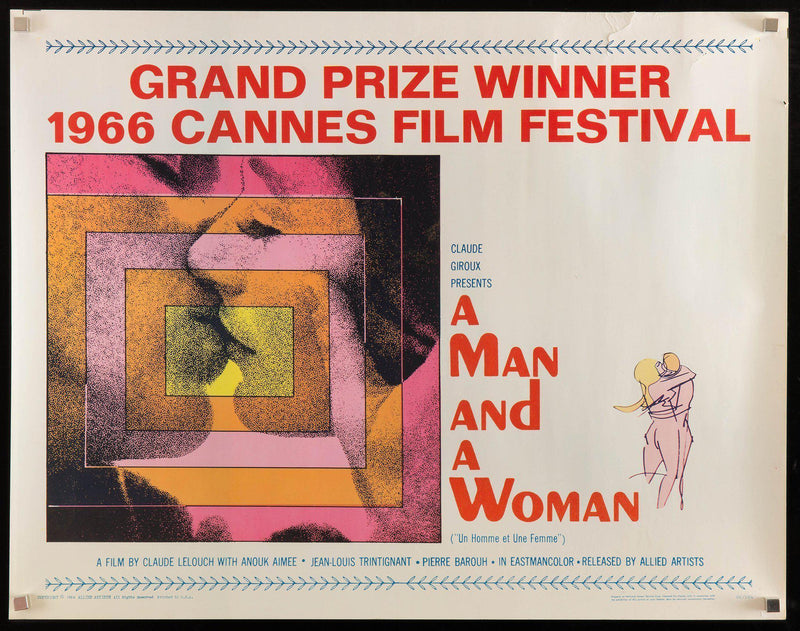 A Man and A Woman (Un Homme et Une Femme) Half Sheet (22x28) Original Vintage Movie Poster