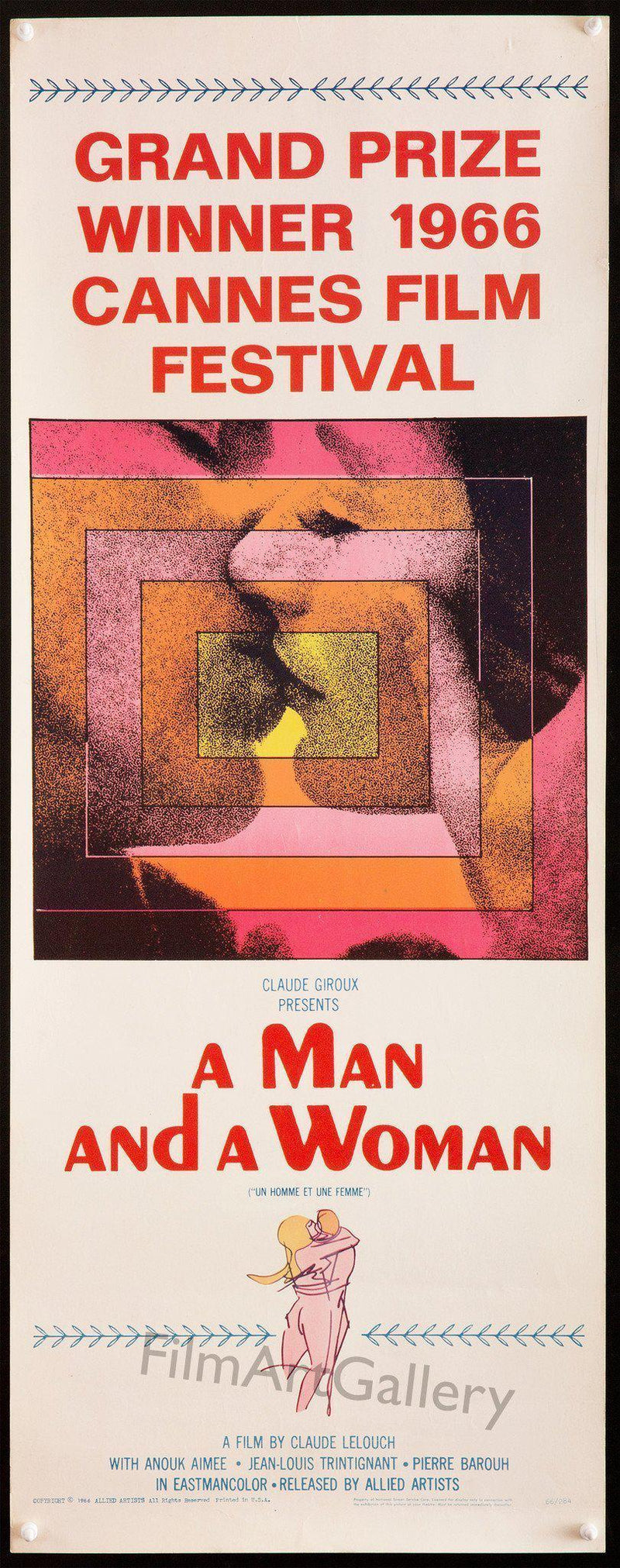 A Man and a Woman Insert (14x36) Original Vintage Movie Poster