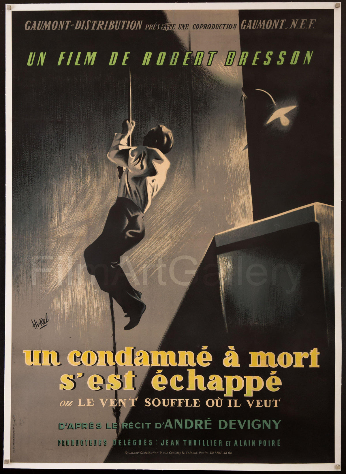 A Man Escaped (Un Condamne A Mort S&#39;Est Echappe) French 1 Panel (47x63) Original Vintage Movie Poster