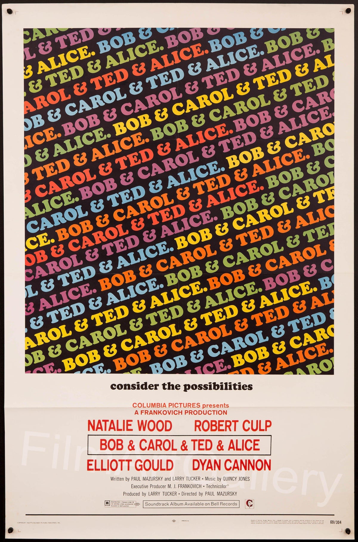 Bob &amp; Carol &amp; Ted &amp; Alice 1 Sheet (27x41) Original Vintage Movie Poster