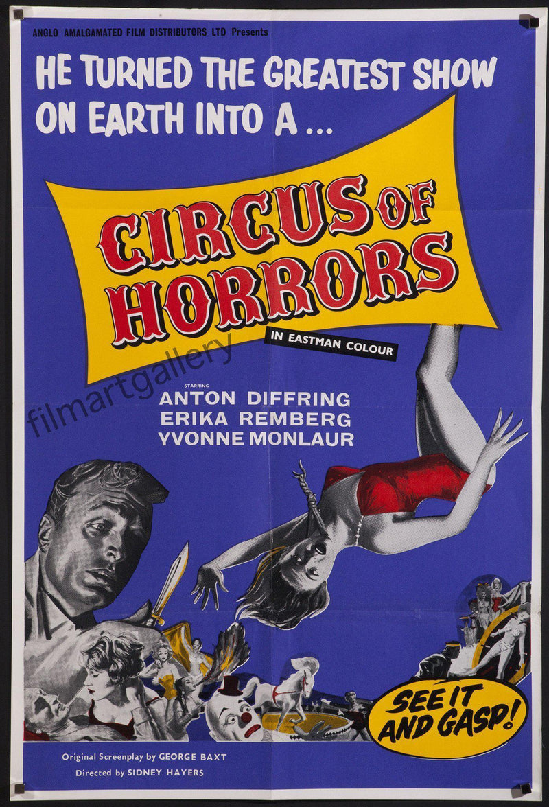 Circus of Horrors 1 Sheet (27x41) Original Vintage Movie Poster