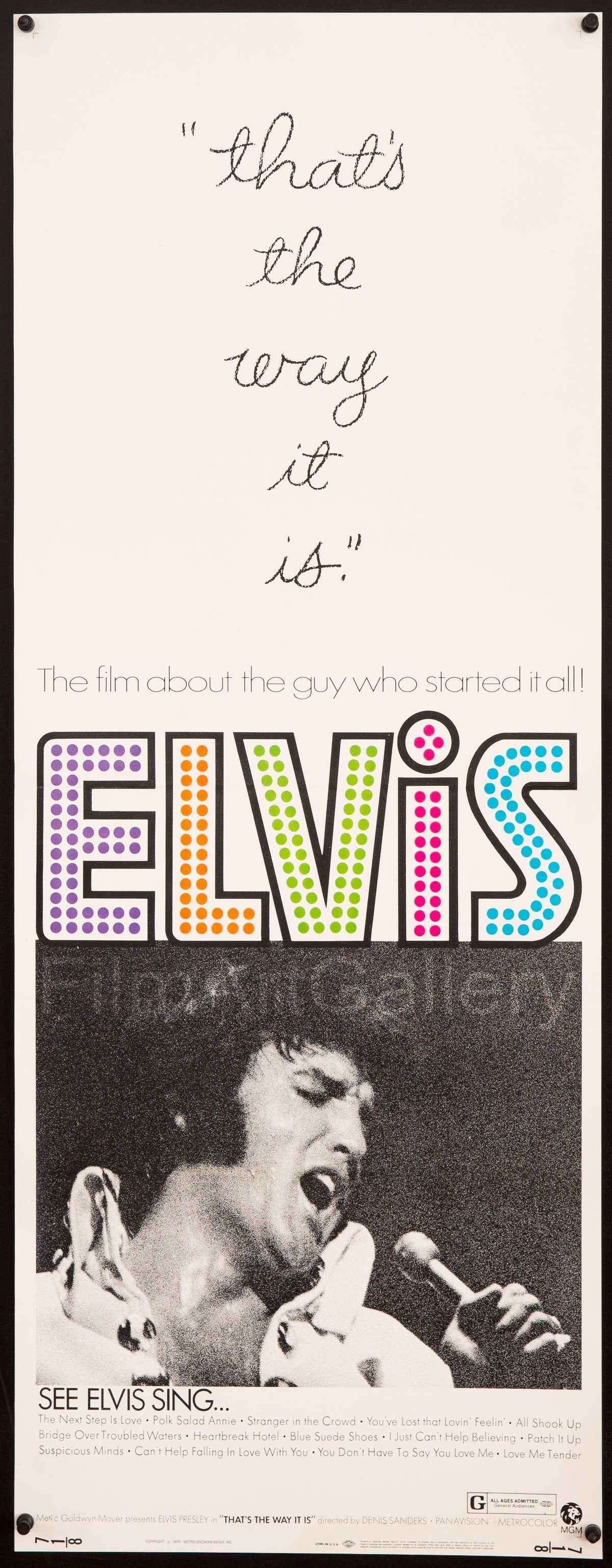 Elvis That&#39;s the Way It Is Insert (14x36) Original Vintage Movie Poster