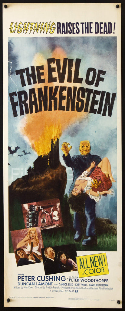 Evil of Frankenstein Insert (14x36) Original Vintage Movie Poster