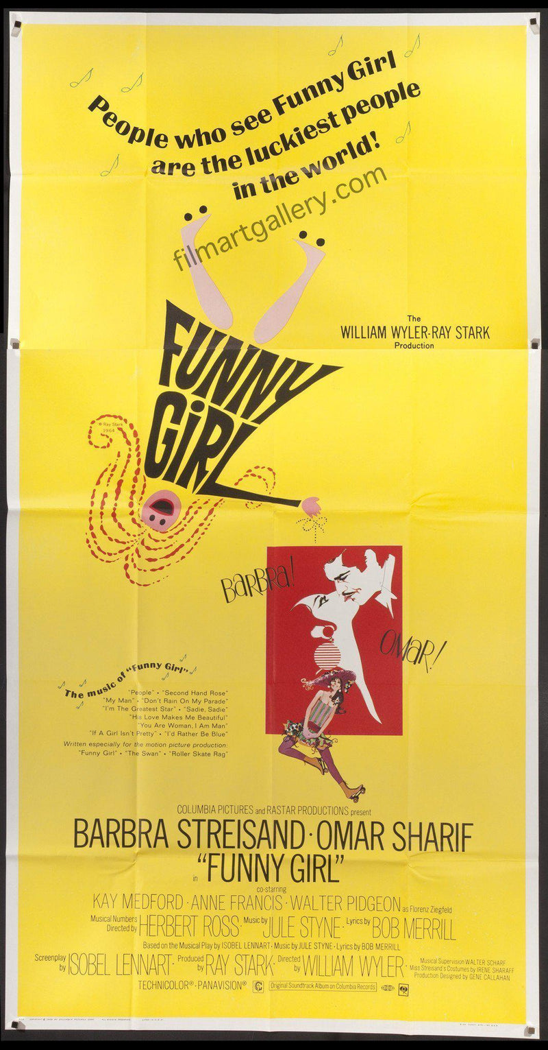 Funny Girl 3 Sheet (41x81) Original Vintage Movie Poster