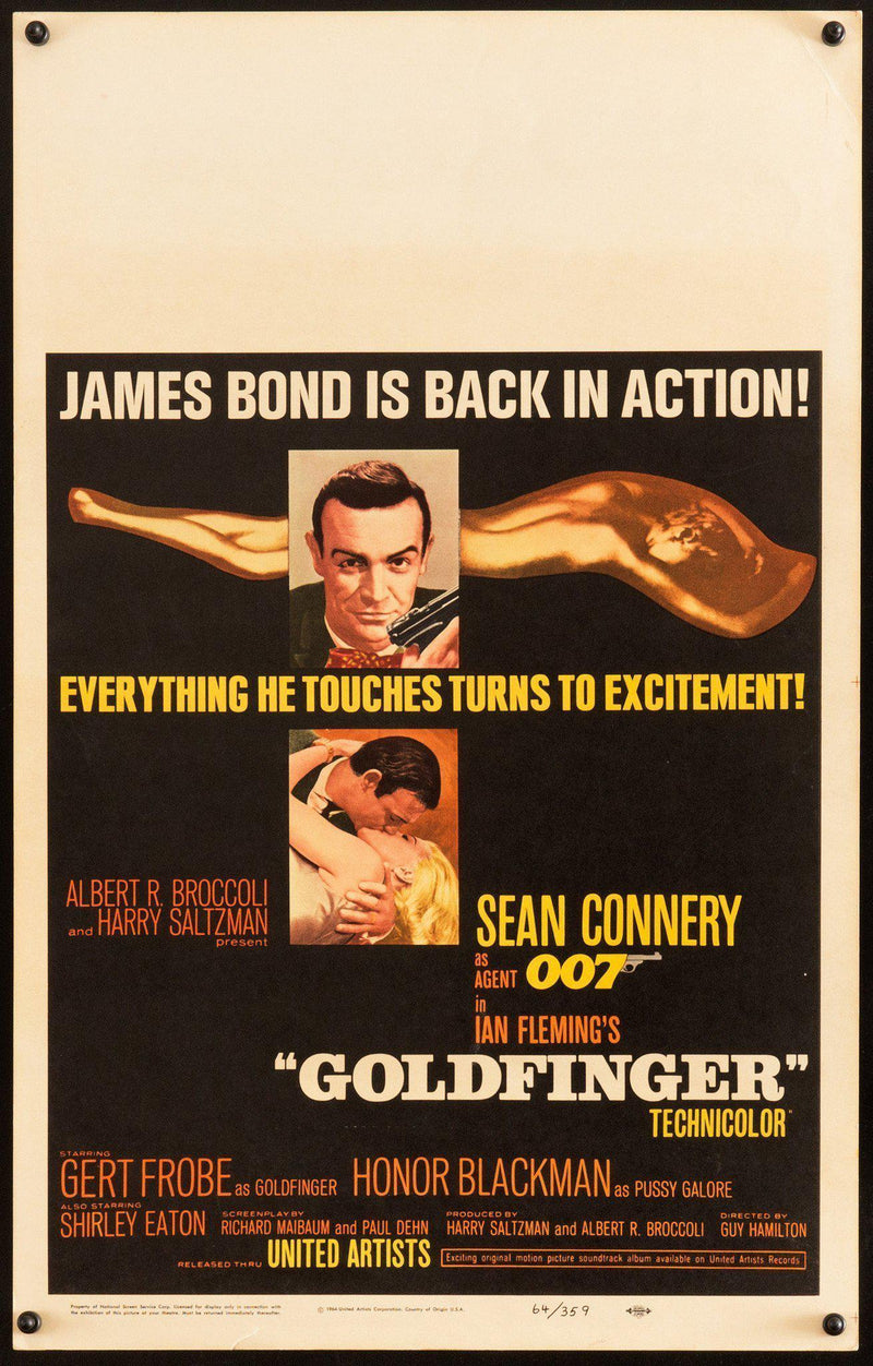 Goldfinger Movie Poster 1964 Window Card (14x22)