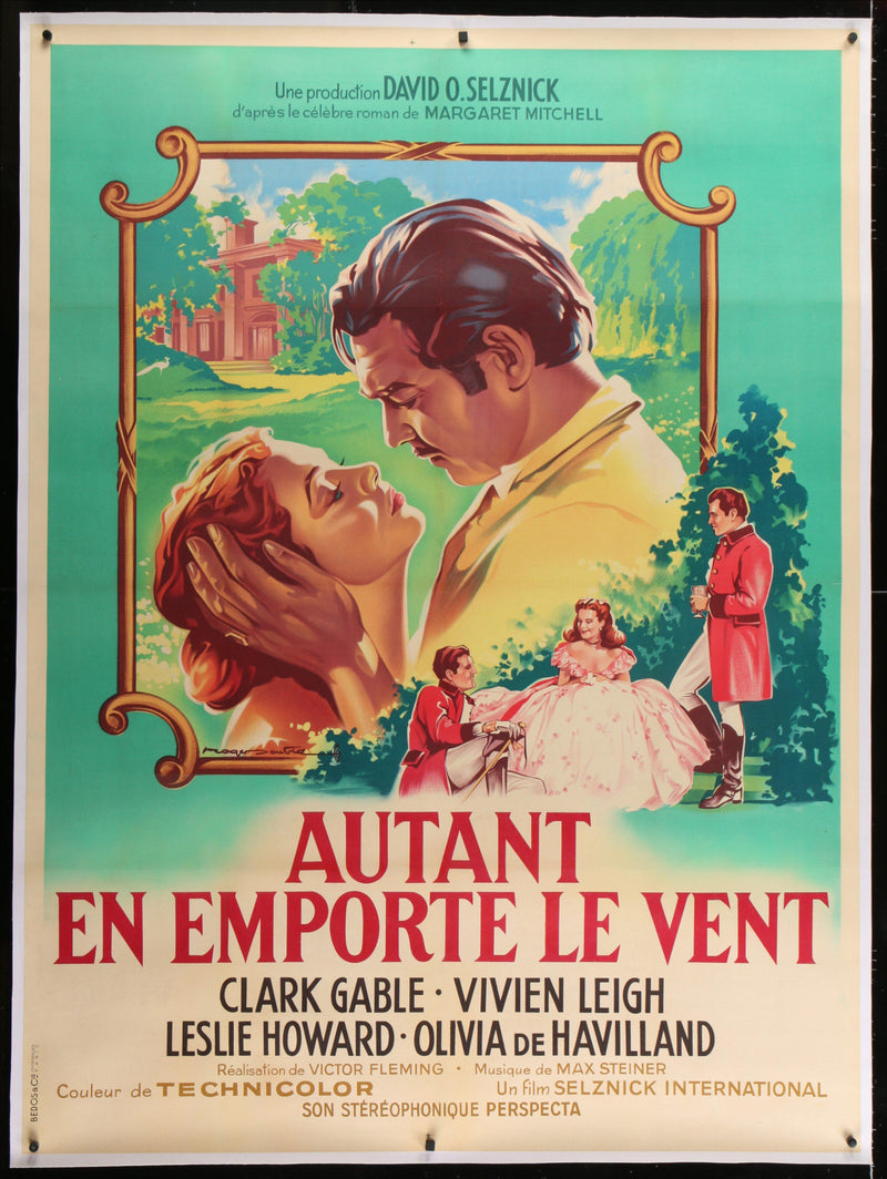 Gone With the Wind French 1 Panel (47x63) Original Vintage Movie Poster