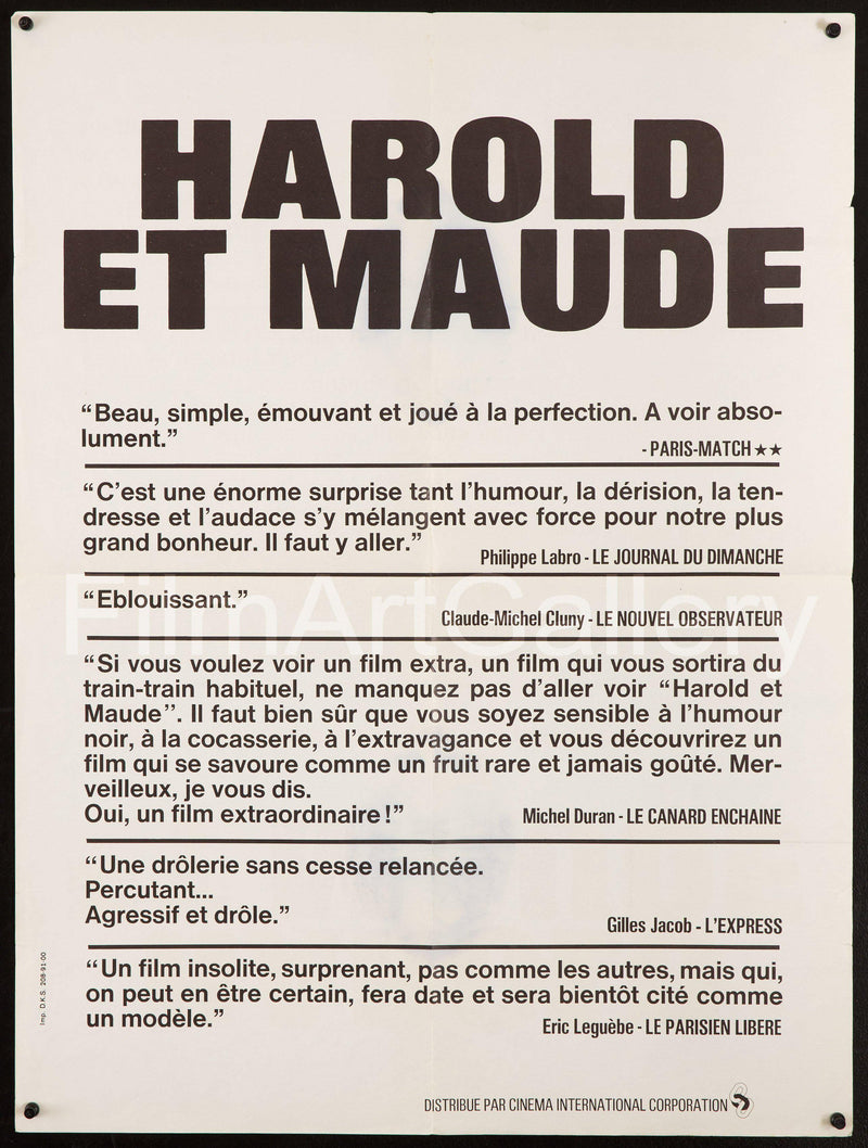 Harold and Maude French Small (23x32) Original Vintage Movie Poster