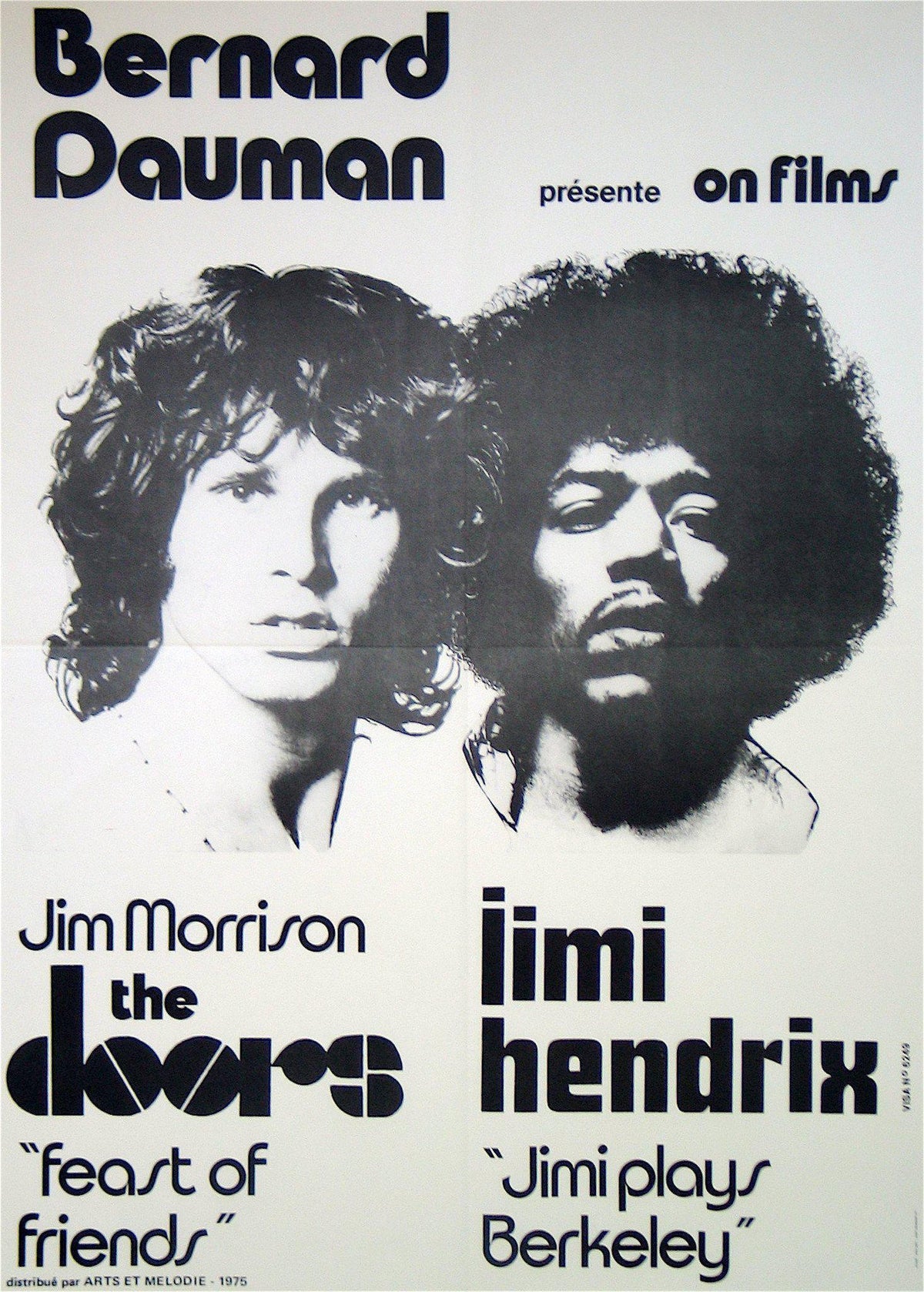 Jimi Hendrix &amp; The Doors French small (23x32) Original Vintage Movie Poster
