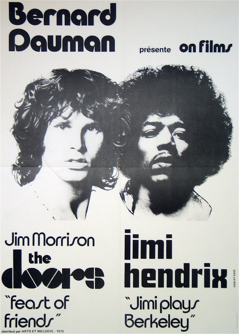 Jimi Hendrix & The Doors French small (23x32) Original Vintage Movie Poster