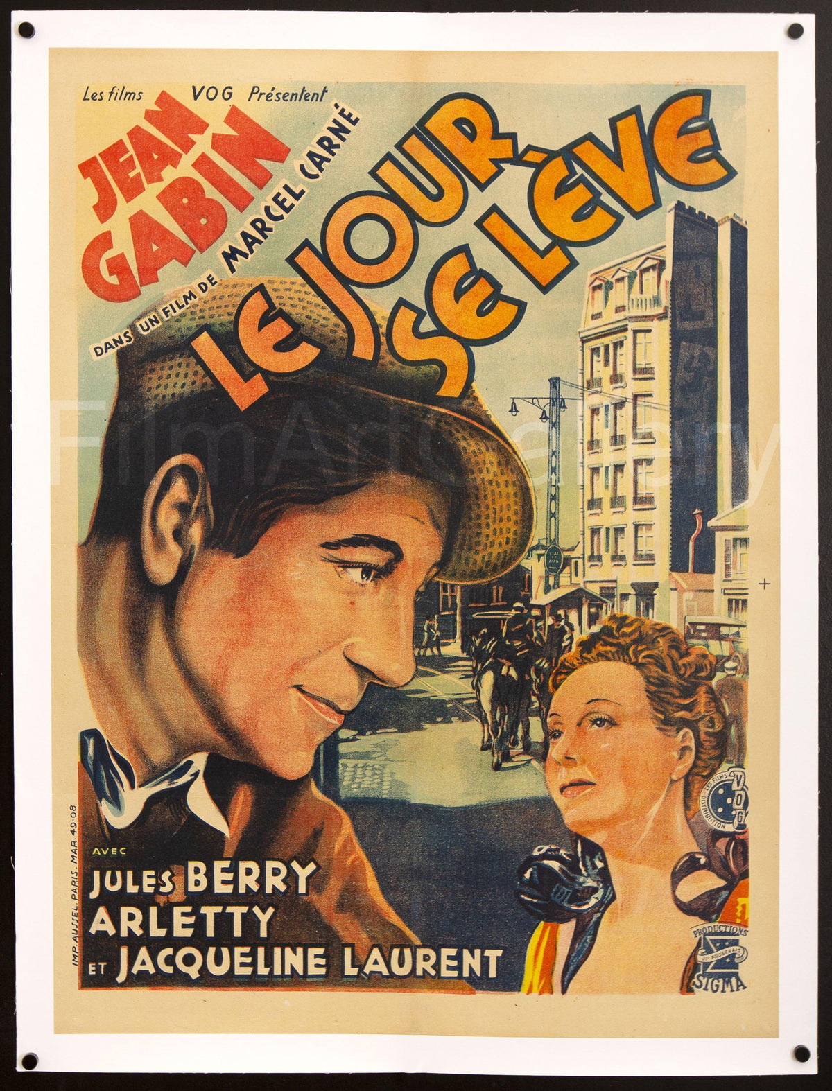 Le Jour Se Leve French small (23x32) Original Vintage Movie Poster