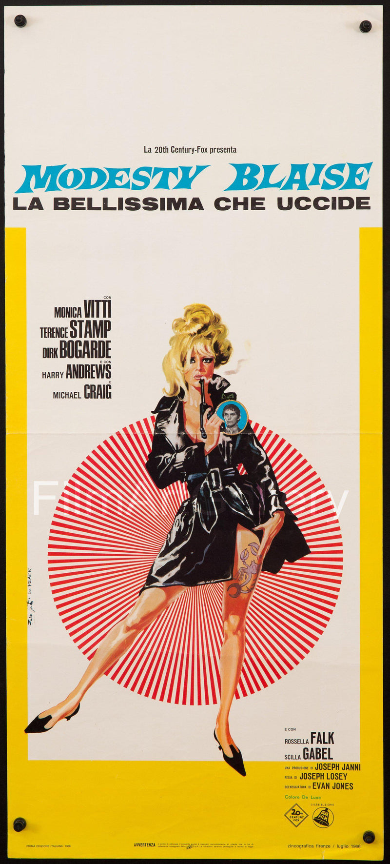 Modesty Blaise Italian Locandina (13x28) Original Vintage Movie Poster