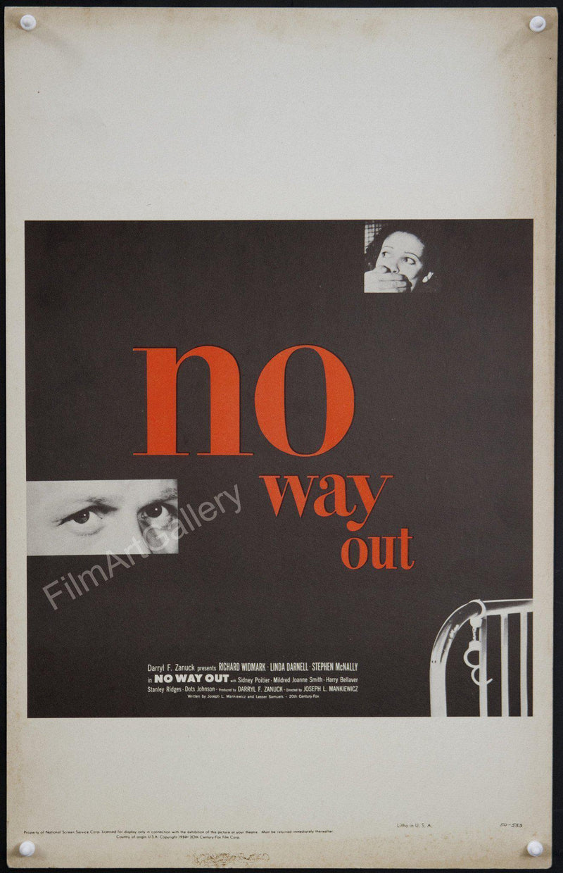 No Way Out Window Card (14x22) Original Vintage Movie Poster