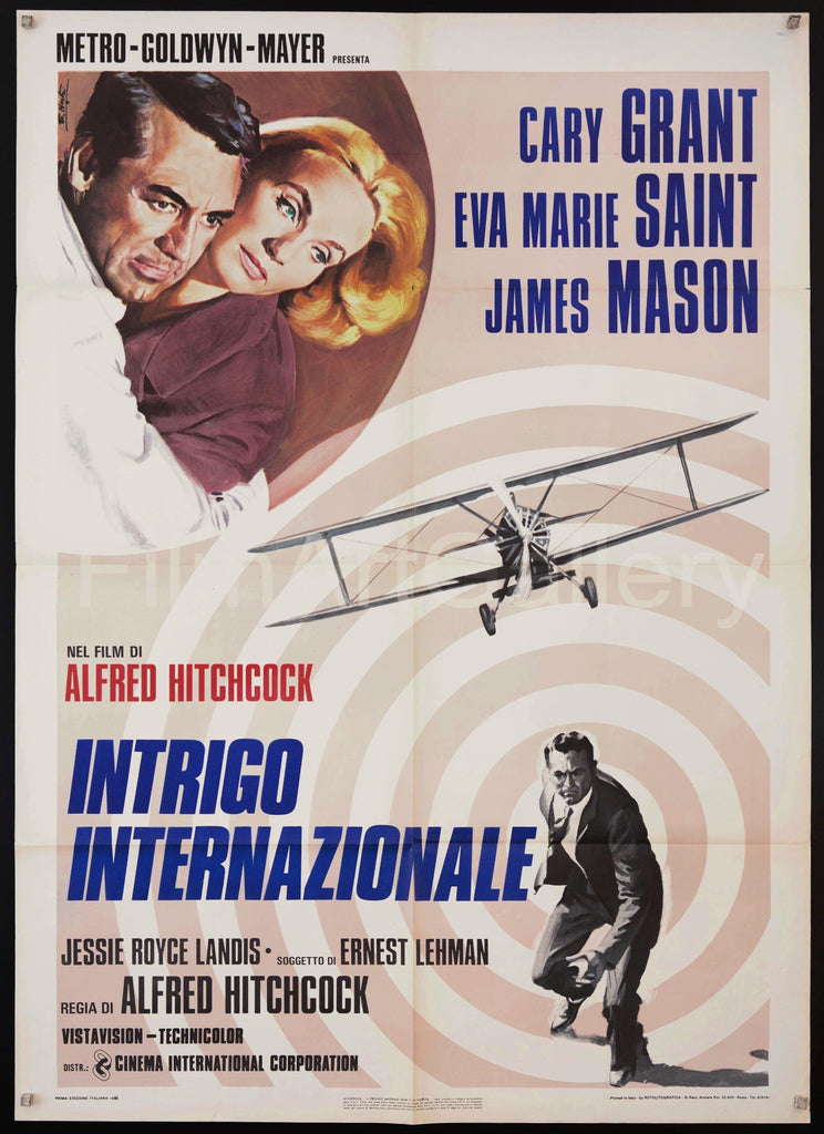 North By Northwest Italian 2 foglio (39x55) Original Vintage Movie Poster