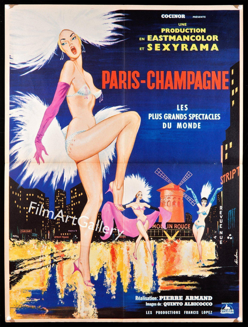 Paris Champagne French small (23x32) Original Vintage Movie Poster