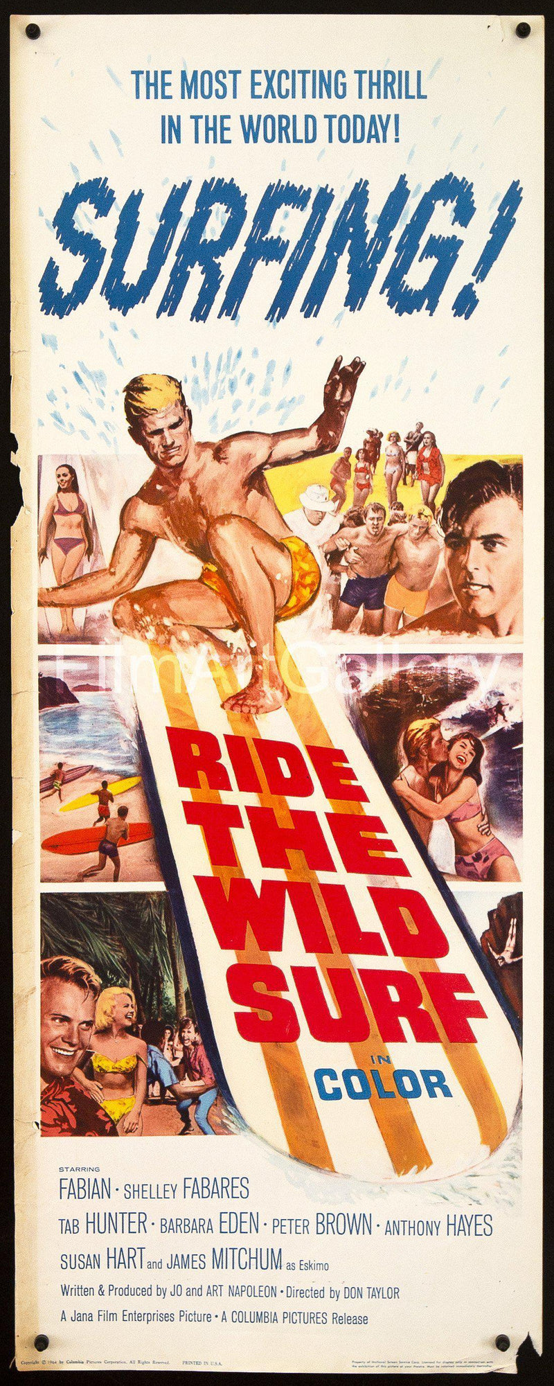 Ride the Wild Surf Insert (14x36) Original Vintage Movie Poster