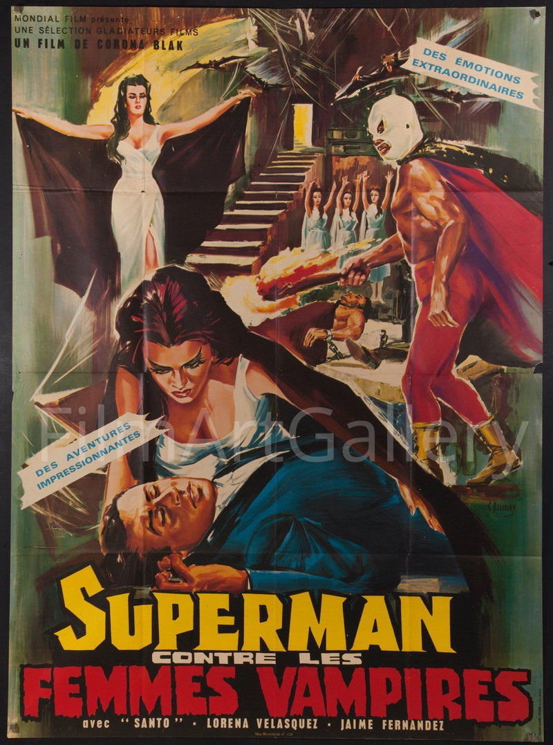 Santo vs las Mujeres Vampiro (Samson vs the Vampire Women) French 1 Panel (47x63) Original Vintage Movie Poster