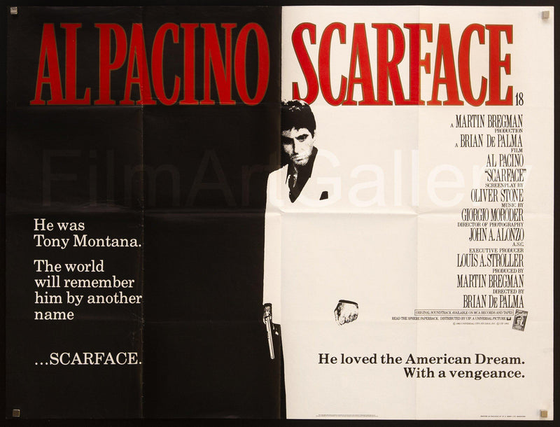 Scarface British Quad (30x40) Original Vintage Movie Poster