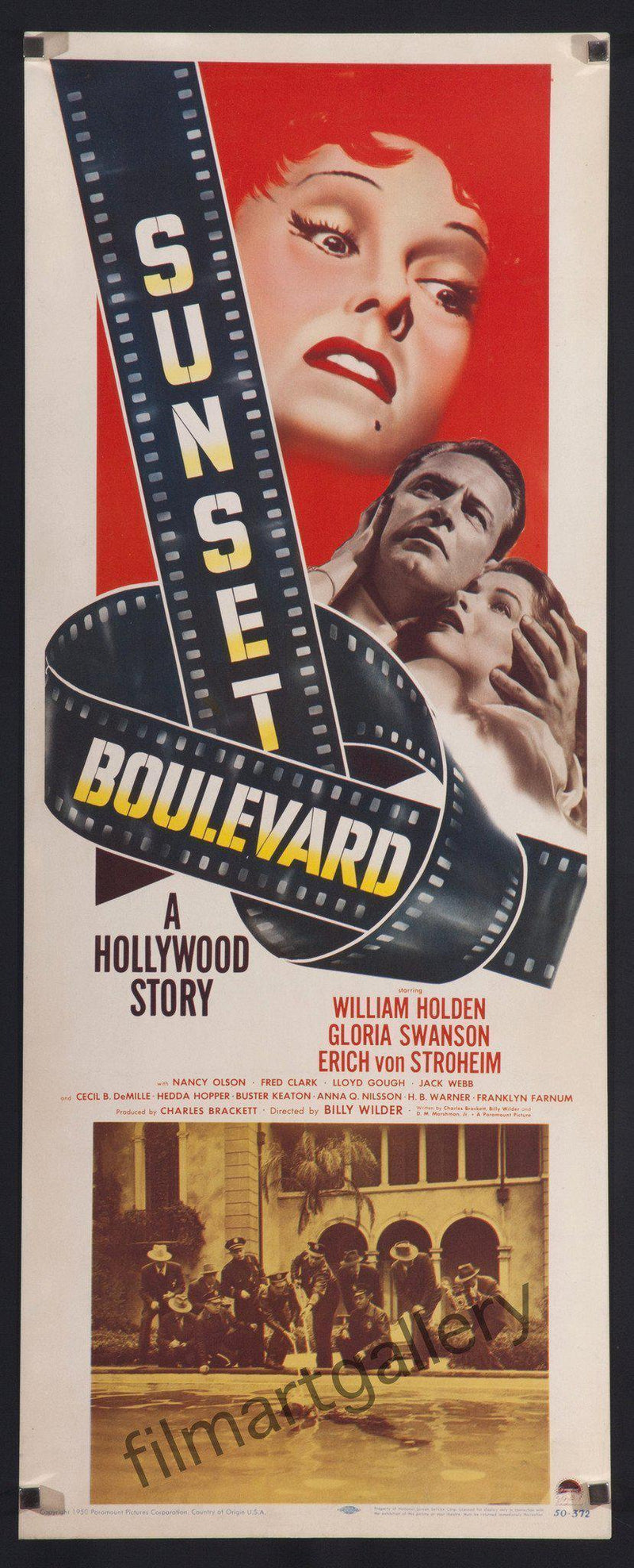 Sunset Boulevard Insert (14x36) Original Vintage Movie Poster