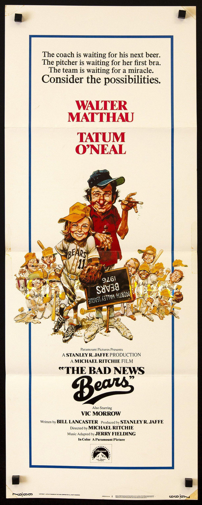 The Bad News Bears Insert (14x36) Original Vintage Movie Poster