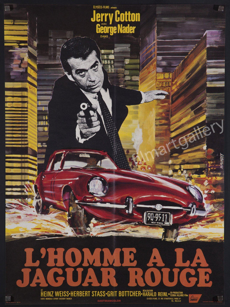 The Man in the Red Jaguar French small (23x32) Original Vintage Movie Poster