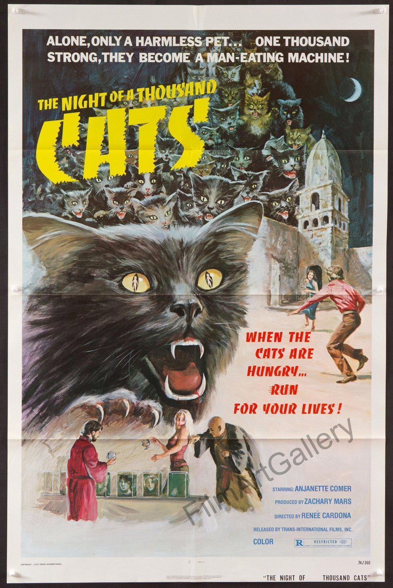 The Night of a Thousand Cats 1 Sheet (27x41) Original Vintage Movie Poster