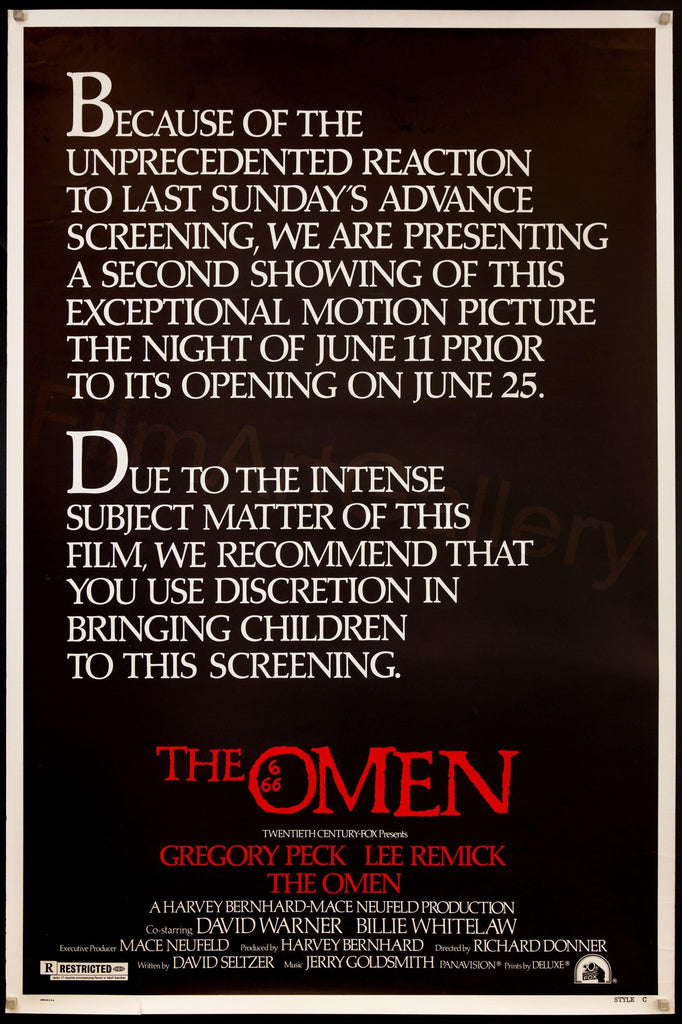 The Omen 40x60 Original Vintage Movie Poster