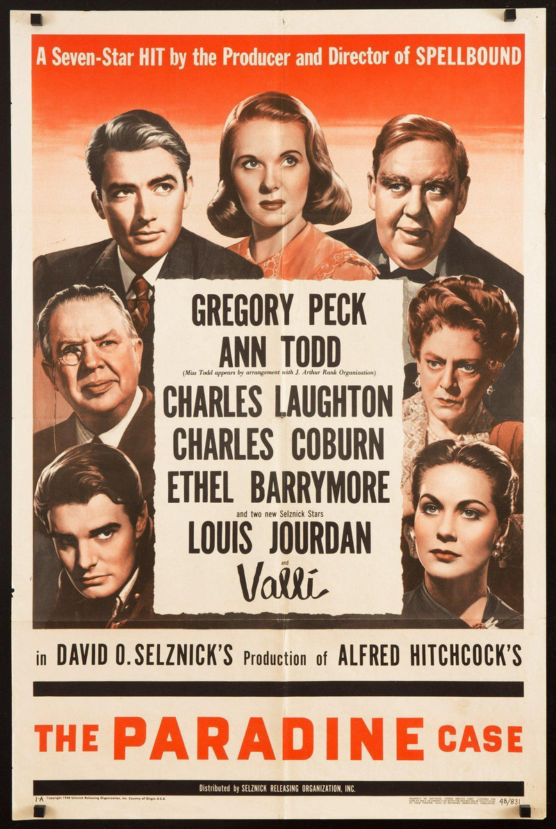 The Paradine Case 1 Sheet (27x41) Original Vintage Movie Poster