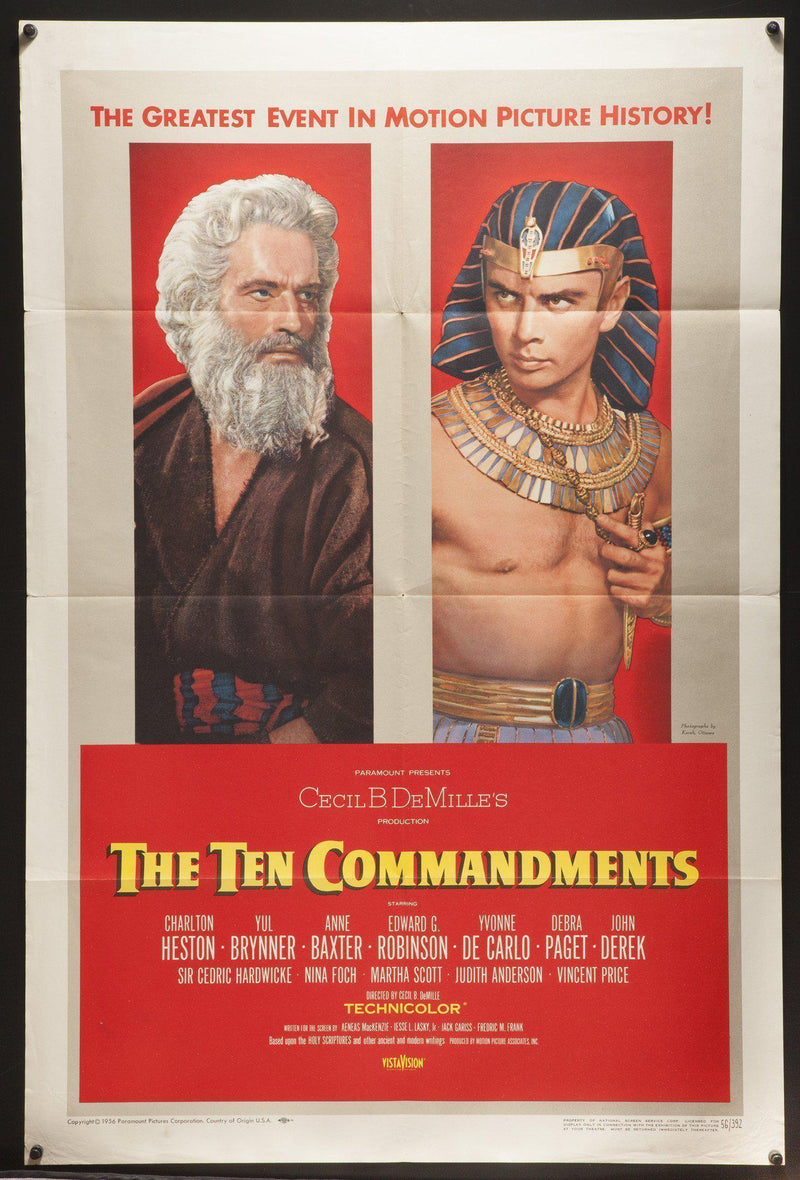 The Ten Commandments 1 Sheet (27x41) Original Vintage Movie Poster