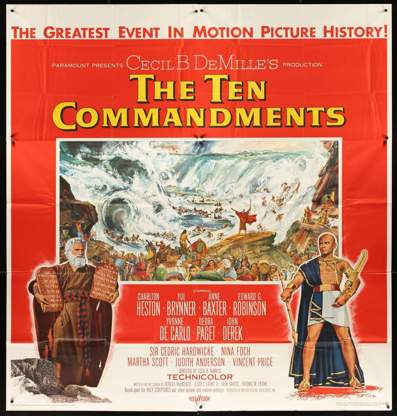 The Ten Commandments 6 Sheet (81x81) Original Vintage Movie Poster
